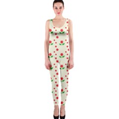 Flower Floral Sunflower Rose Star Red Green Onepiece Catsuit by Mariart