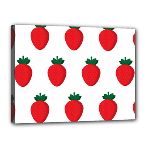 Fruit Strawberries Red Green Canvas 16  X 12  by Mariart