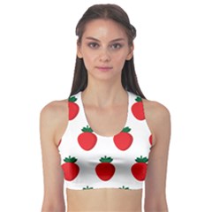 Fruit Strawberries Red Green Sports Bra by Mariart