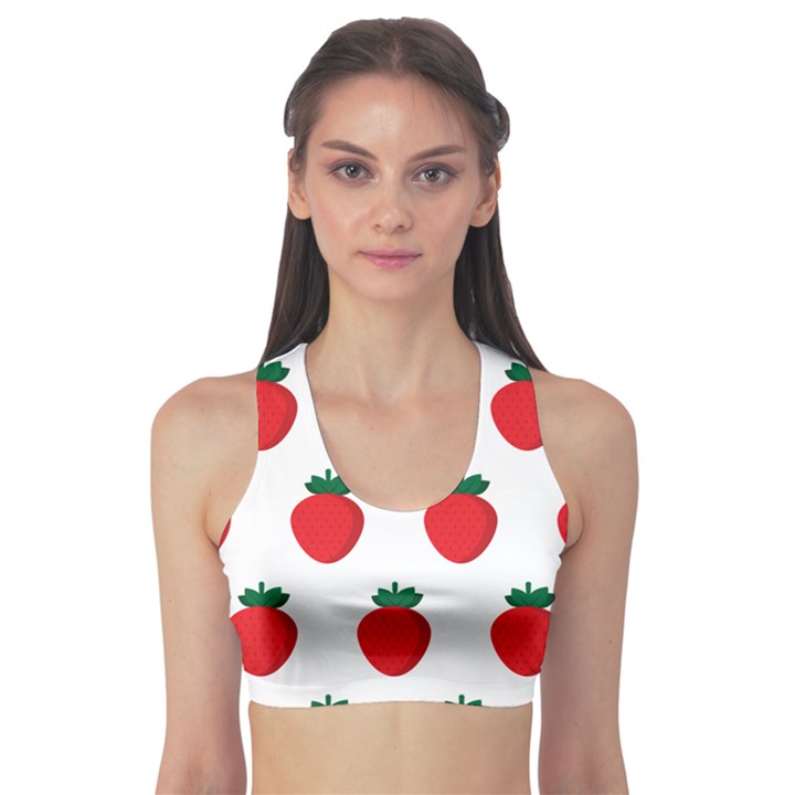 Fruit Strawberries Red Green Sports Bra