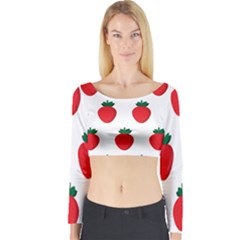 Fruit Strawberries Red Green Long Sleeve Crop Top