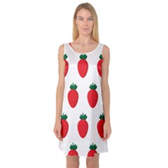 Fruit Strawberries Red Green Sleeveless Satin Nightdress by Mariart