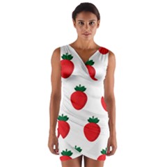 Fruit Strawberries Red Green Wrap Front Bodycon Dress by Mariart