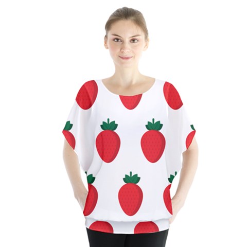 Fruit Strawberries Red Green Blouse by Mariart