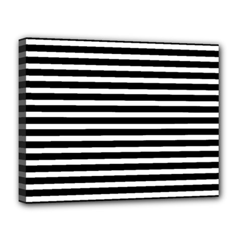 Horizontal Stripes Black Canvas 14  X 11  by Mariart