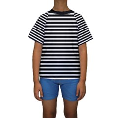 Horizontal Stripes Black Kids  Short Sleeve Swimwear by Mariart