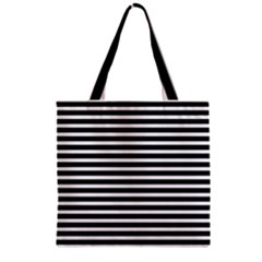 Horizontal Stripes Black Zipper Grocery Tote Bag by Mariart