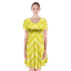 Zig Zags Pattern Short Sleeve V-neck Flare Dress