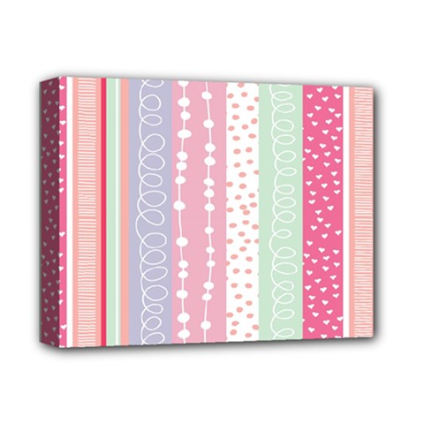 Heart Love Valentine Polka Dot Pink Blue Grey Purple Red Deluxe Canvas 14  X 11  by Mariart