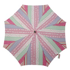 Heart Love Valentine Polka Dot Pink Blue Grey Purple Red Hook Handle Umbrellas (medium) by Mariart