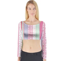 Heart Love Valentine Polka Dot Pink Blue Grey Purple Red Long Sleeve Crop Top by Mariart