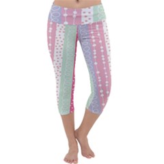 Heart Love Valentine Polka Dot Pink Blue Grey Purple Red Capri Yoga Leggings by Mariart