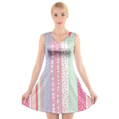 Heart Love Valentine Polka Dot Pink Blue Grey Purple Red V-neck Sleeveless Skater Dress by Mariart