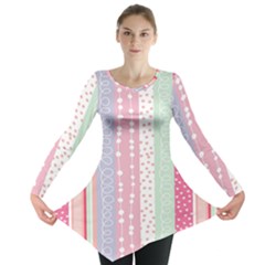 Heart Love Valentine Polka Dot Pink Blue Grey Purple Red Long Sleeve Tunic  by Mariart