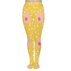 Flower Floral Tulip Leaf Pink Yellow Polka Sot Spot Women s Tights by Mariart