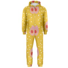 Flower Floral Tulip Leaf Pink Yellow Polka Sot Spot Hooded Jumpsuit (men)  by Mariart