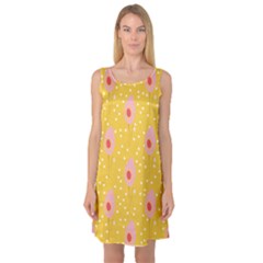 Flower Floral Tulip Leaf Pink Yellow Polka Sot Spot Sleeveless Satin Nightdress by Mariart