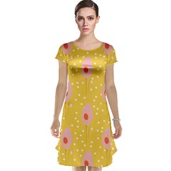 Flower Floral Tulip Leaf Pink Yellow Polka Sot Spot Cap Sleeve Nightdress by Mariart