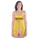 Flower Floral Tulip Leaf Pink Yellow Polka Sot Spot Skater Dress Swimsuit View1