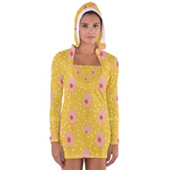 Flower Floral Tulip Leaf Pink Yellow Polka Sot Spot Women s Long Sleeve Hooded T-shirt by Mariart