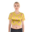 Flower Floral Tulip Leaf Pink Yellow Polka Sot Spot Cotton Crop Top View1