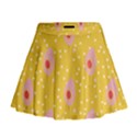 Flower Floral Tulip Leaf Pink Yellow Polka Sot Spot Mini Flare Skirt View1