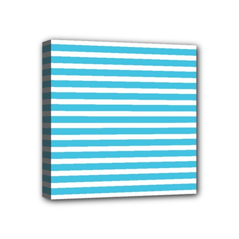 Horizontal Stripes Blue Mini Canvas 4  X 4  by Mariart