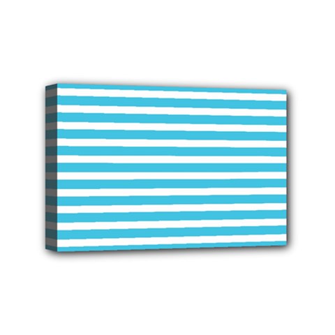 Horizontal Stripes Blue Mini Canvas 6  X 4  by Mariart