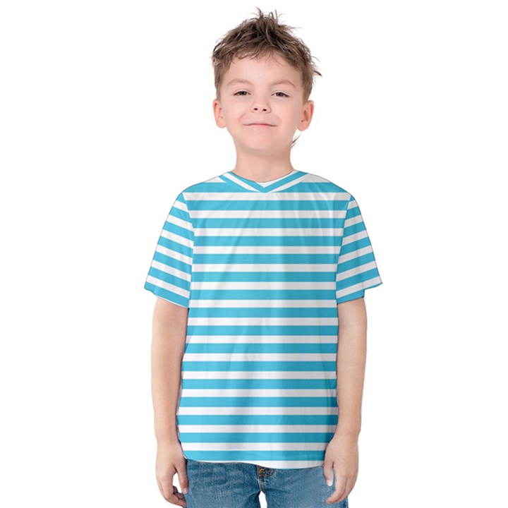 Horizontal Stripes Blue Kids  Cotton Tee