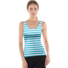 Horizontal Stripes Blue Tank Top by Mariart