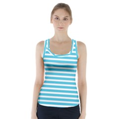 Horizontal Stripes Blue Racer Back Sports Top by Mariart