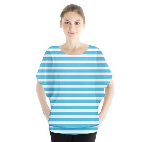 Horizontal Stripes Blue Blouse by Mariart