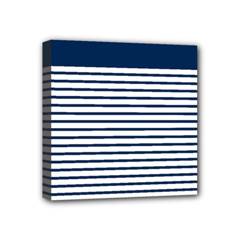 Horizontal Stripes Blue White Line Mini Canvas 4  X 4  by Mariart