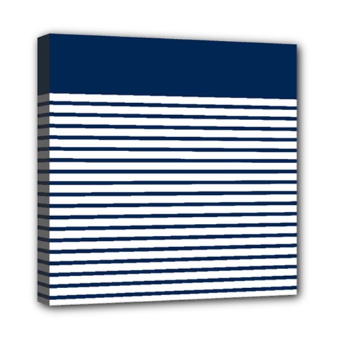 Horizontal Stripes Blue White Line Mini Canvas 8  X 8  by Mariart