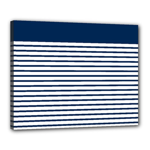 Horizontal Stripes Blue White Line Canvas 20  X 16  by Mariart