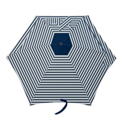 Horizontal Stripes Blue White Line Mini Folding Umbrellas by Mariart