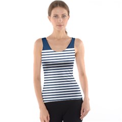 Horizontal Stripes Blue White Line Tank Top by Mariart