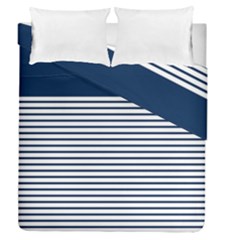 Horizontal Stripes Blue White Line Duvet Cover Double Side (queen Size)