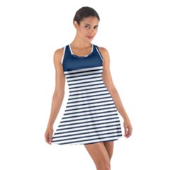 Horizontal Stripes Blue White Line Cotton Racerback Dress by Mariart