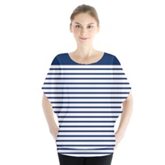 Horizontal Stripes Blue White Line Blouse