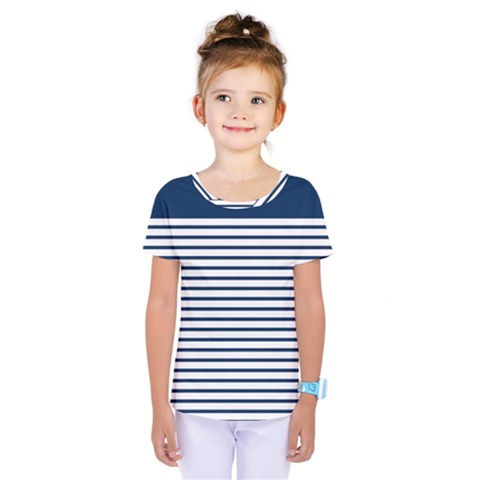 Horizontal Stripes Blue White Line Kids  One Piece Tee by Mariart