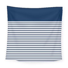 Horizontal Stripes Blue White Line Square Tapestry (large) by Mariart