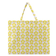 Yellow Orange Star Space Light Zipper Large Tote Bag