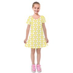 Yellow Orange Star Space Light Kids  Short Sleeve Velvet Dress by Mariart