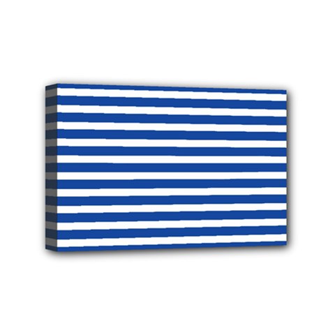 Horizontal Stripes Dark Blue Mini Canvas 6  X 4  by Mariart