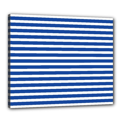 Horizontal Stripes Dark Blue Canvas 24  X 20  by Mariart