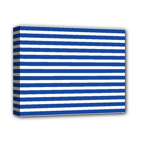 Horizontal Stripes Dark Blue Deluxe Canvas 14  X 11  by Mariart