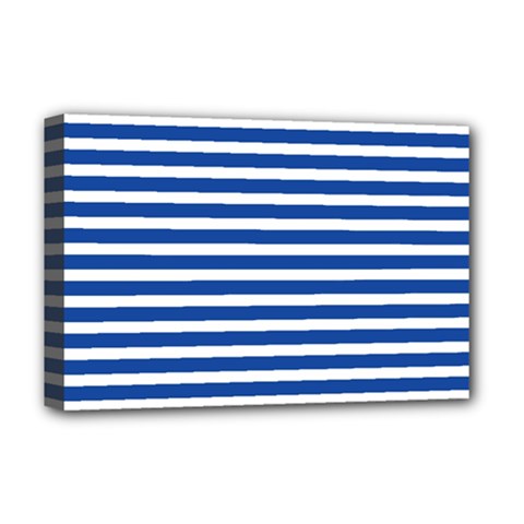 Horizontal Stripes Dark Blue Deluxe Canvas 18  X 12   by Mariart