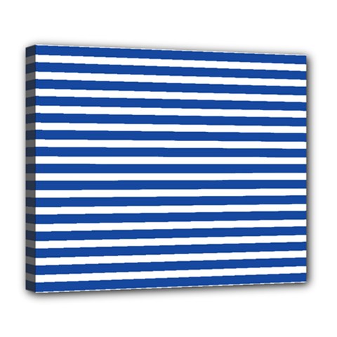 Horizontal Stripes Dark Blue Deluxe Canvas 24  X 20   by Mariart