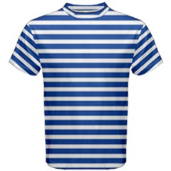 Horizontal Stripes Dark Blue Men s Cotton Tee by Mariart